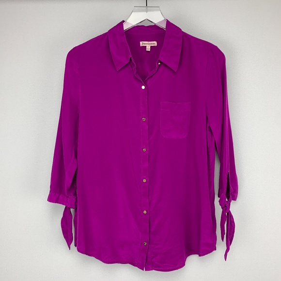 Juicy Couture Tops - JUICY COUTURE Silk Button Front Collared B…